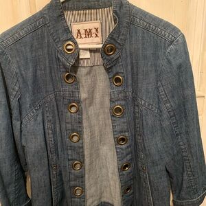 Amx Blue Denim Jacket with Brass Accents